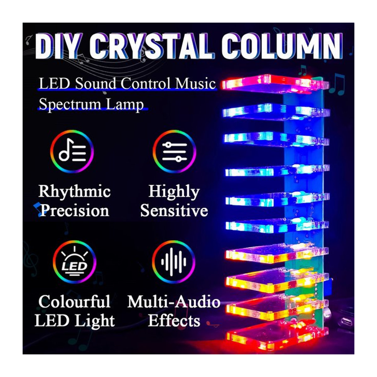 UICPAL DIY LED Musik Spektrum Audio Display Kit mit Kristallspalte und LM358 LM339 Chips, mehrfarbig - Bild 1