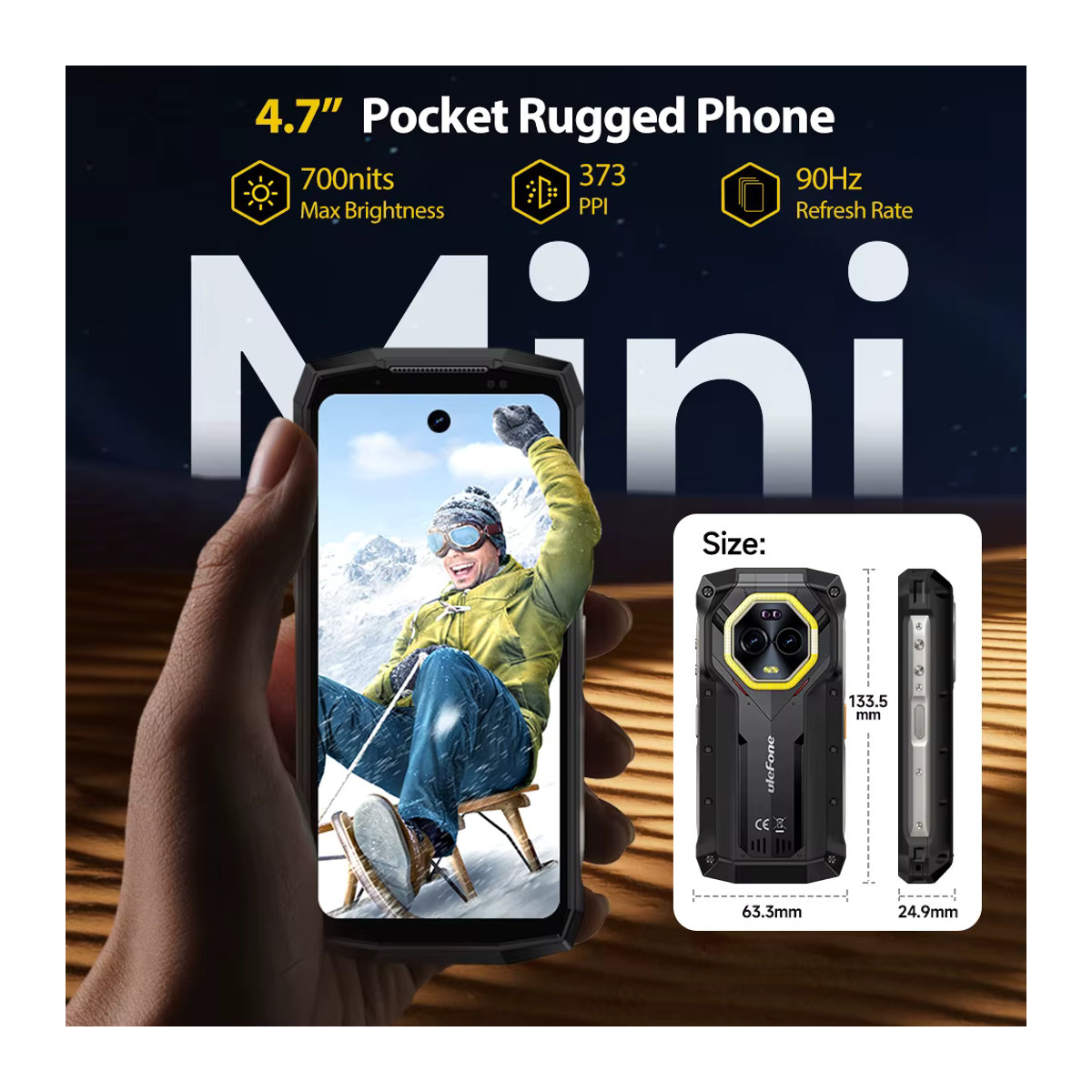 Ulefone Armor Mini 20 Pro 5G Robustes Smartphone mit 4,7 Zoll Display, 64MP Nachtkamera, LED-Licht, Android 14, 6200mAh Akku, 16GB RAM und 256GB ROM - Bild 2