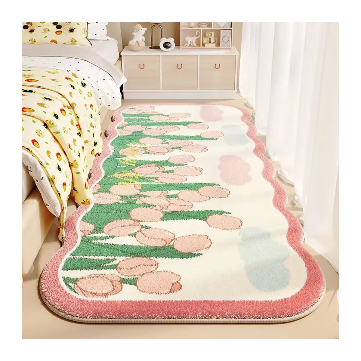 Ultraweicher Blumen-Plüschteppich als rutschfeste und waschbare Bodenmatte für Wohnzimmer, Schlafzimmer oder Bad - Bild 2