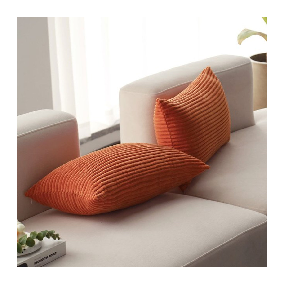 Ultraweicher Cord-Kissenbezug von CANIRICA in Orange, rechteckig, B/H: 50 x 30 cm - Bild 1