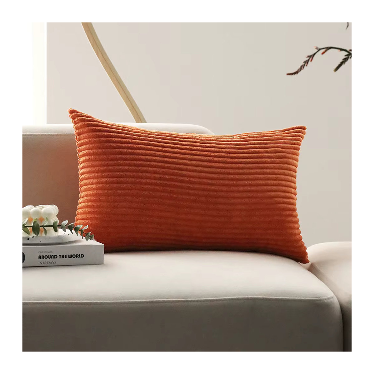 Ultraweicher Cord-Kissenbezug von CANIRICA in Orange, rechteckig, B/H: 50 x 30 cm - Bild 5