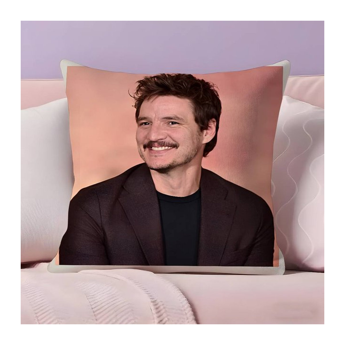 Ultraweicher Kissenbezug mit Pedro Pascal Motiv in Peach Skin Qualität, B/H: 18 x 18 cm - Bild 1