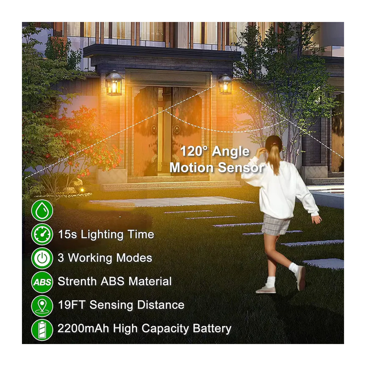 UMEXUS Solar-Wandleuchte für den Außenbereich, LED Wandleuchte in Schwarz, Klassisches Design aus Kunststoff, Wasserdicht mit automatischem Ein-/Ausschalter für Garten, Haus und Terrasse - Bild 4
