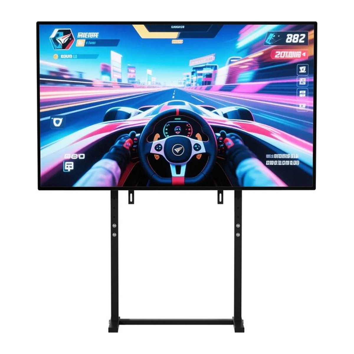 UNHO Mobiler TV-Ständer aus Metall in Schwarz für 32–85 Zoll LED-LCD-Bildschirme mit höhenverstellbarem minimalistischem Design - Bild 1