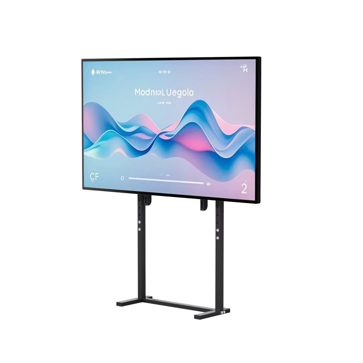 UNHO Mobiler TV-Ständer aus Metall in Schwarz für 32–85 Zoll LED-LCD-Bildschirme mit höhenverstellbarem minimalistischem Design - Bild 4