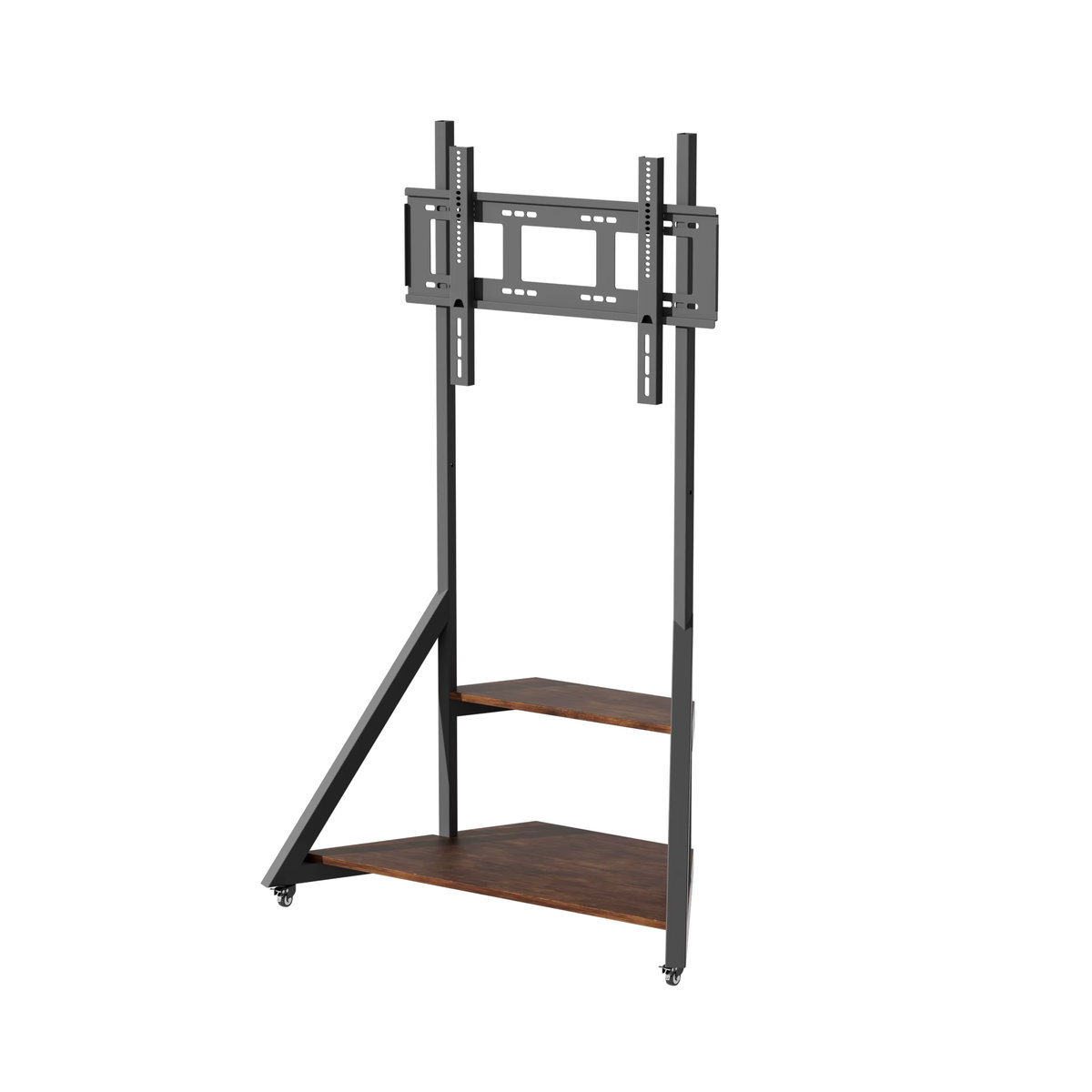 Unho TV-Bodenständer in Schwarz aus Metall im Industrial-Design für 40–75 Zoll mit Höhenverstellung und Rollen - Bild 6