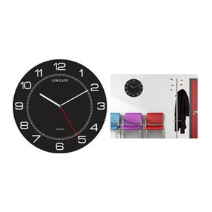 Unilux MEGA Wanduhr rund in Schwarz mit Quarzwerk und minimalistischem Design, Durchmesser: 60 cm