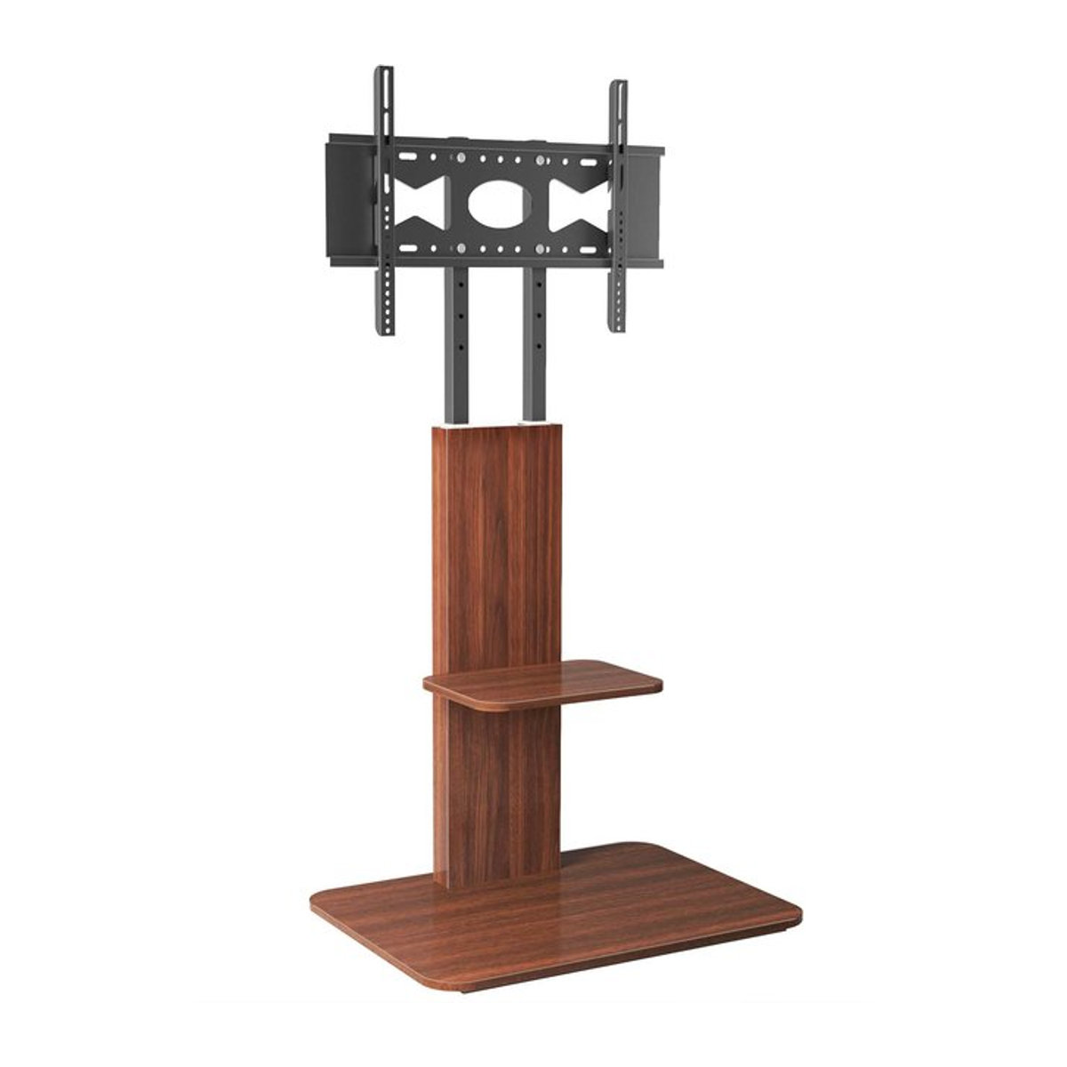 Universal TV Ständer aus Holz in Schwarz oder Braun, höhenverstellbarer Fernseher Standfuss mit Ablage für 32 bis 65 Zoll, VESA 600x400mm, bis max. 40kg Traglast - Bild 1