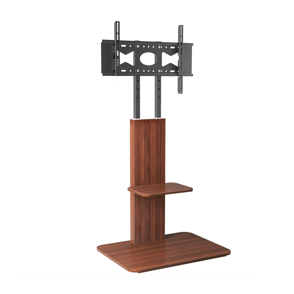 Universal TV Ständer aus Holz in Schwarz oder Braun, höhenverstellbarer Fernseher Standfuss mit Ablage für 32 bis 65 Zoll, VESA 600x400mm, bis max. 40kg Traglast - Bild 7