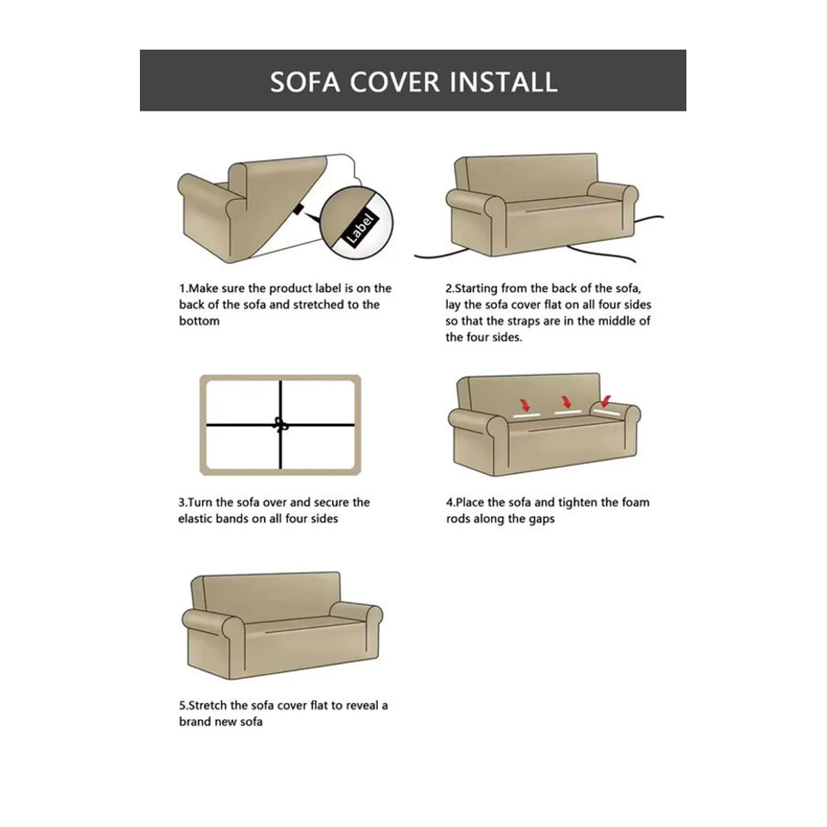 Universeller Stretch Sofa Schonbezug für 1 bis 4 Sitzer mit Rock zum Schutz deiner Couch - Bild 3