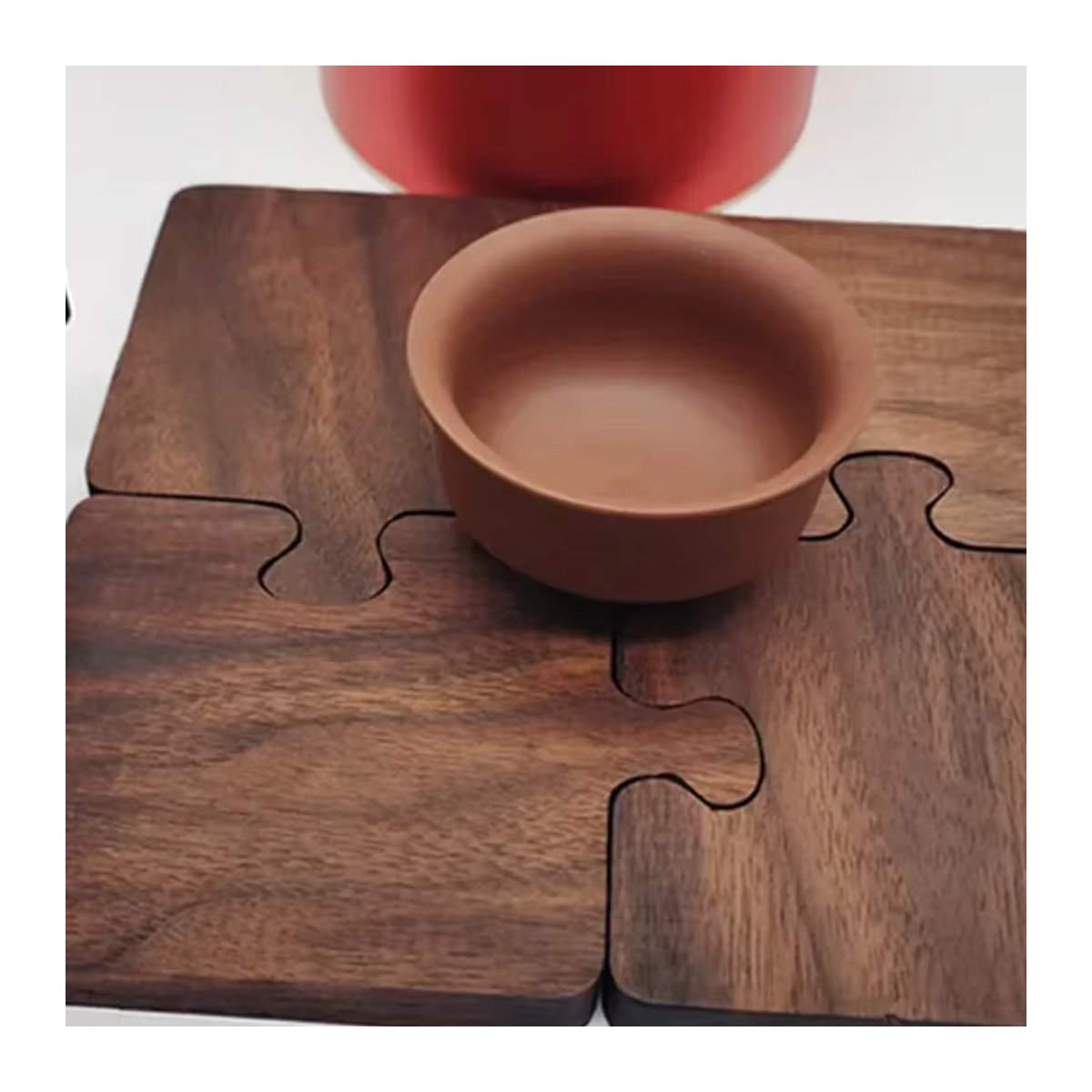 Untersetzer aus Walnuss Massivholz in Puzzle-Optik für Tischplatten und Restaurant-Dekor - Bild 4