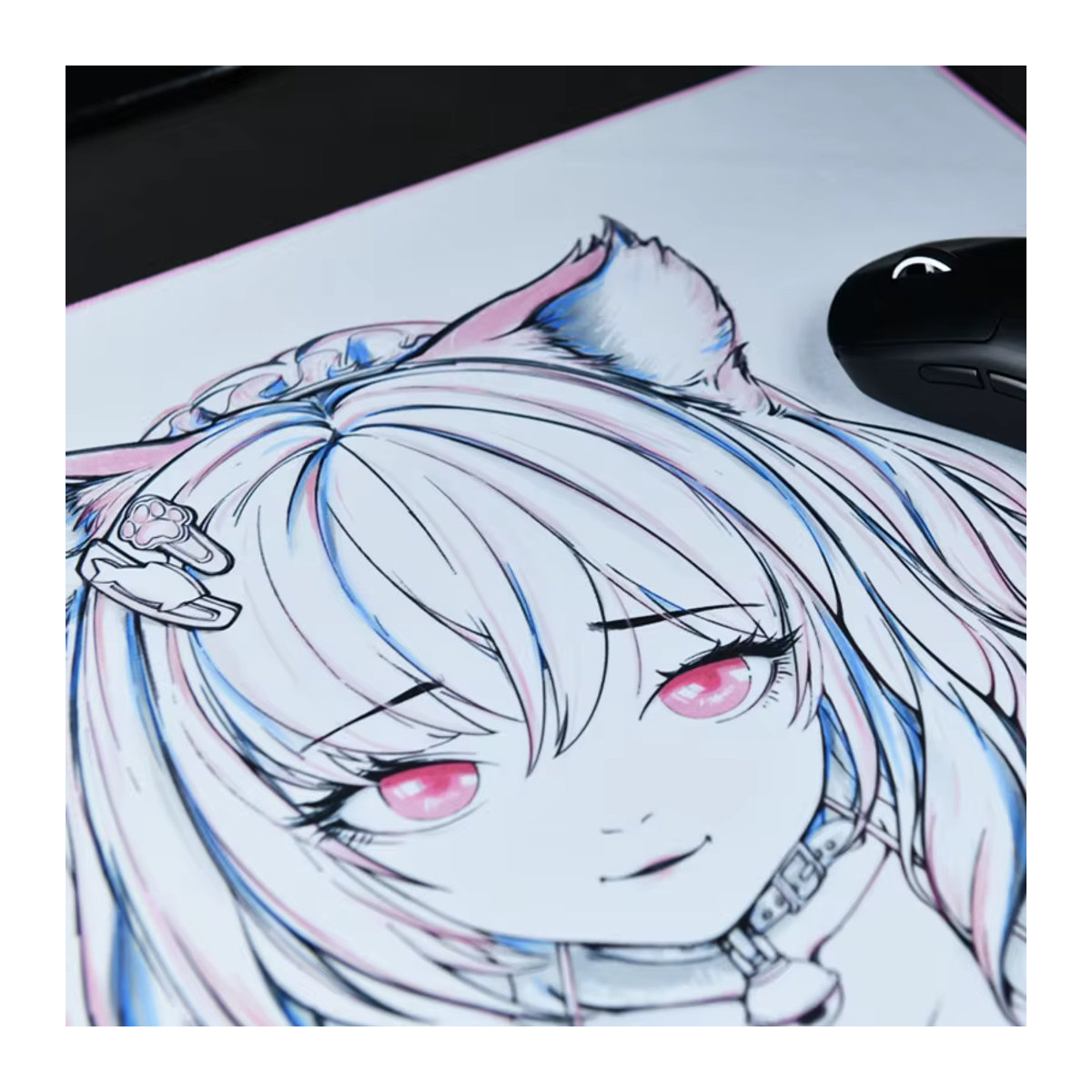 Unusual Way Neko Sports Gaming Mousepad mit Poron-Substrat und Plüschstoff in Weiß - Bild 3