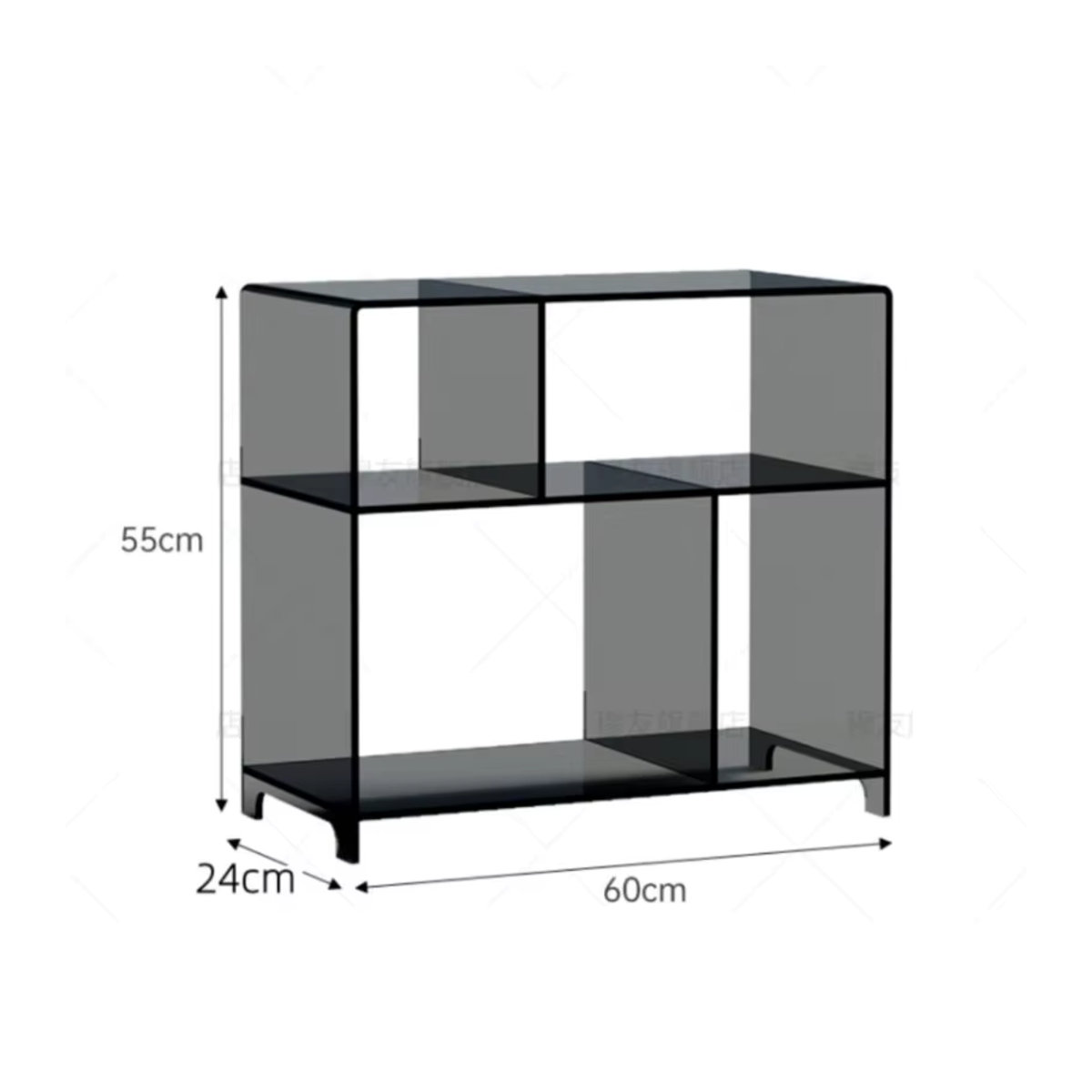 UOSU MOMO Acryl-Bücherregal modern in Grau und Schwarz mit Netzboden und mehrschichtigen Regalen für dein Wohnzimmer - Bild 4