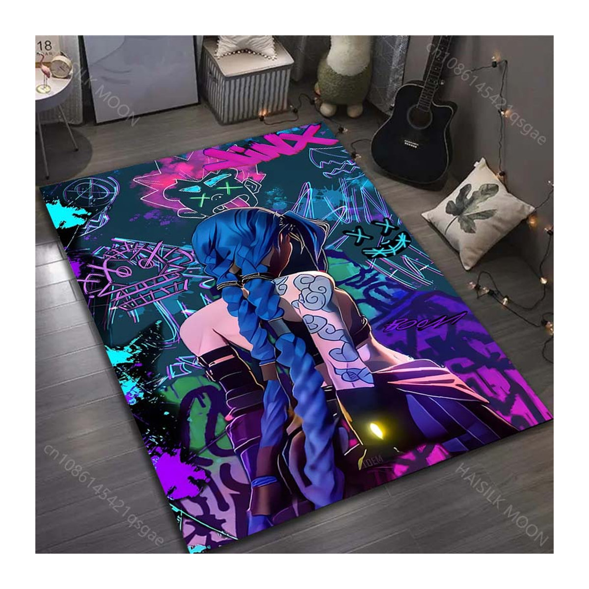 UQIDEHOME A-Arcane Print Gamer Teppich Rutschfeste Bodenmatte für Wohnzimmer und Schlafzimmer B/T: 60 x 40 cm - Bild 1