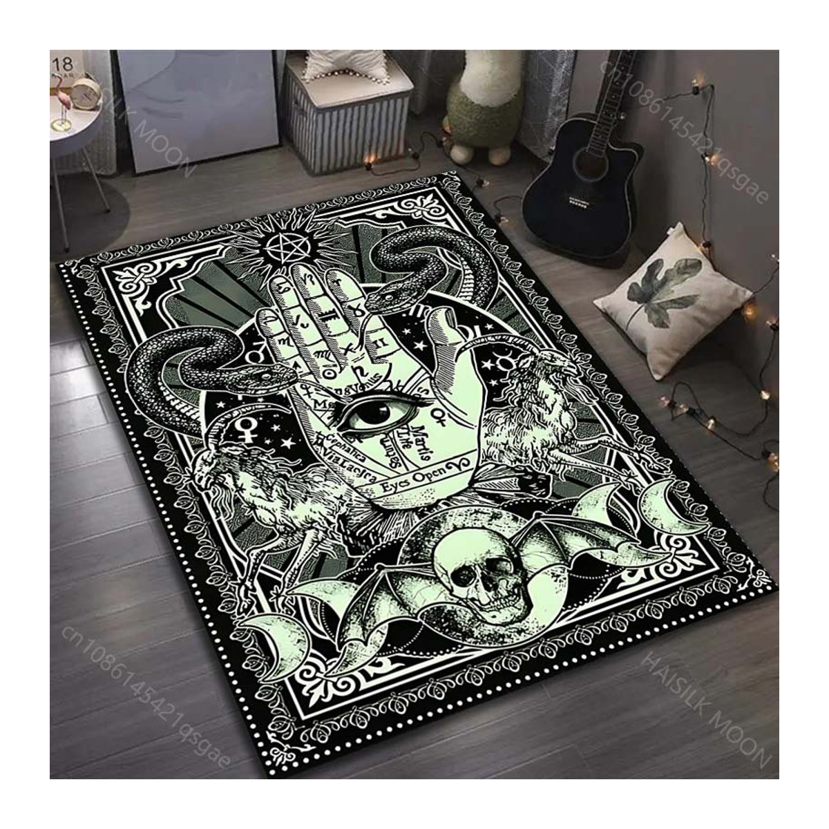 UQIDEHOME Druckteppich mit Dark Palm Eyes Print für Wohnzimmer und Schlafzimmer, B/T: 60 x 90 cm - Bild 4