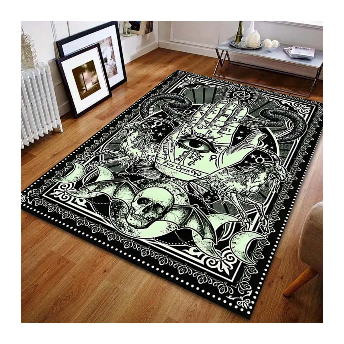 UQIDEHOME Druckteppich mit Dark Palm Eyes Print für Wohnzimmer und Schlafzimmer, B/T: 60 x 90 cm - Bild 6