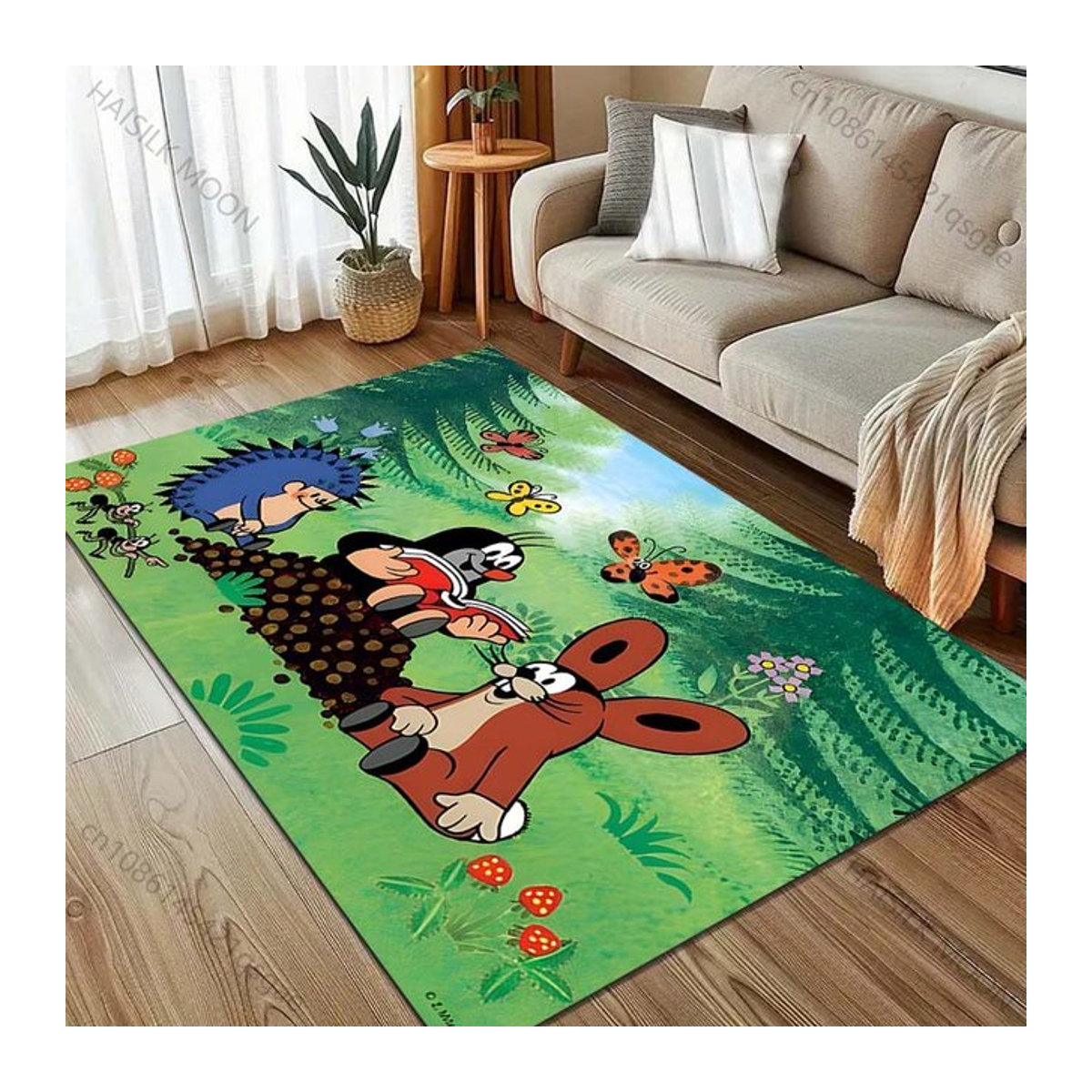 UQIDEHOME Druckteppich mit Maulwurf-Cartoon-Motiv in Multicolor, B/T: 130 x 90 cm - Bild 1