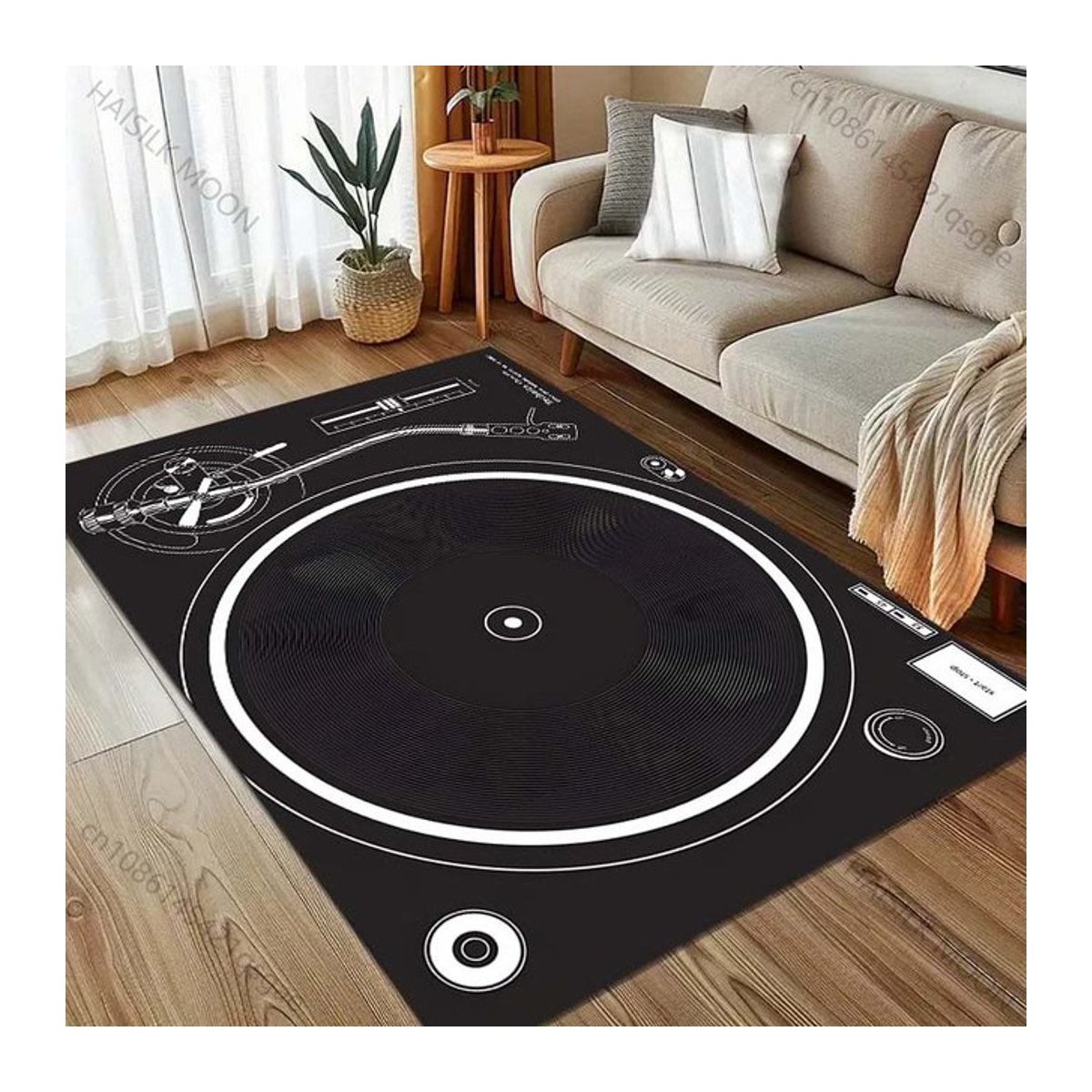 UQIDEHOME Druckteppich mit Schallplatten-Motiv für Wohnzimmer und Schlafzimmer, B/T: 60 x 40 cm - Bild 1