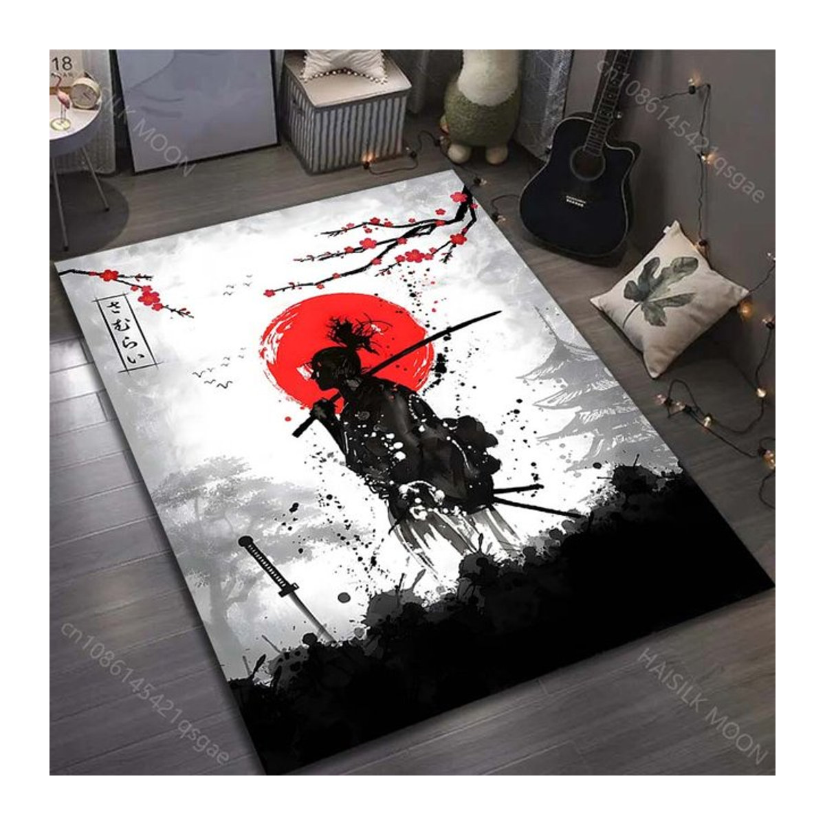 UQIDEHOME Japanischer Bushido Druckteppich Rutschfeste Bodenmatte für Wohnzimmer und Schlafzimmer B/B: 60 x 40 cm - Bild 1