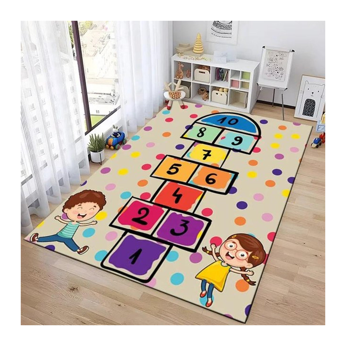 UQIDEHOME Kinder Teppich mit Cartoon-Design für das Schlafzimmer, Vlies-Fußmatte, B/T: 90 x 130 cm - Bild 1