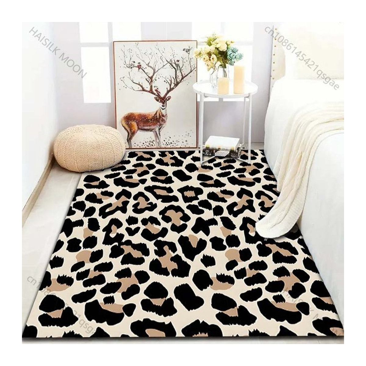 UQIDEHOME Teppich mit Leopardenmuster, rutschfest und maschinenwaschbar, B/B/H: 60 x 40 cm - Bild 1