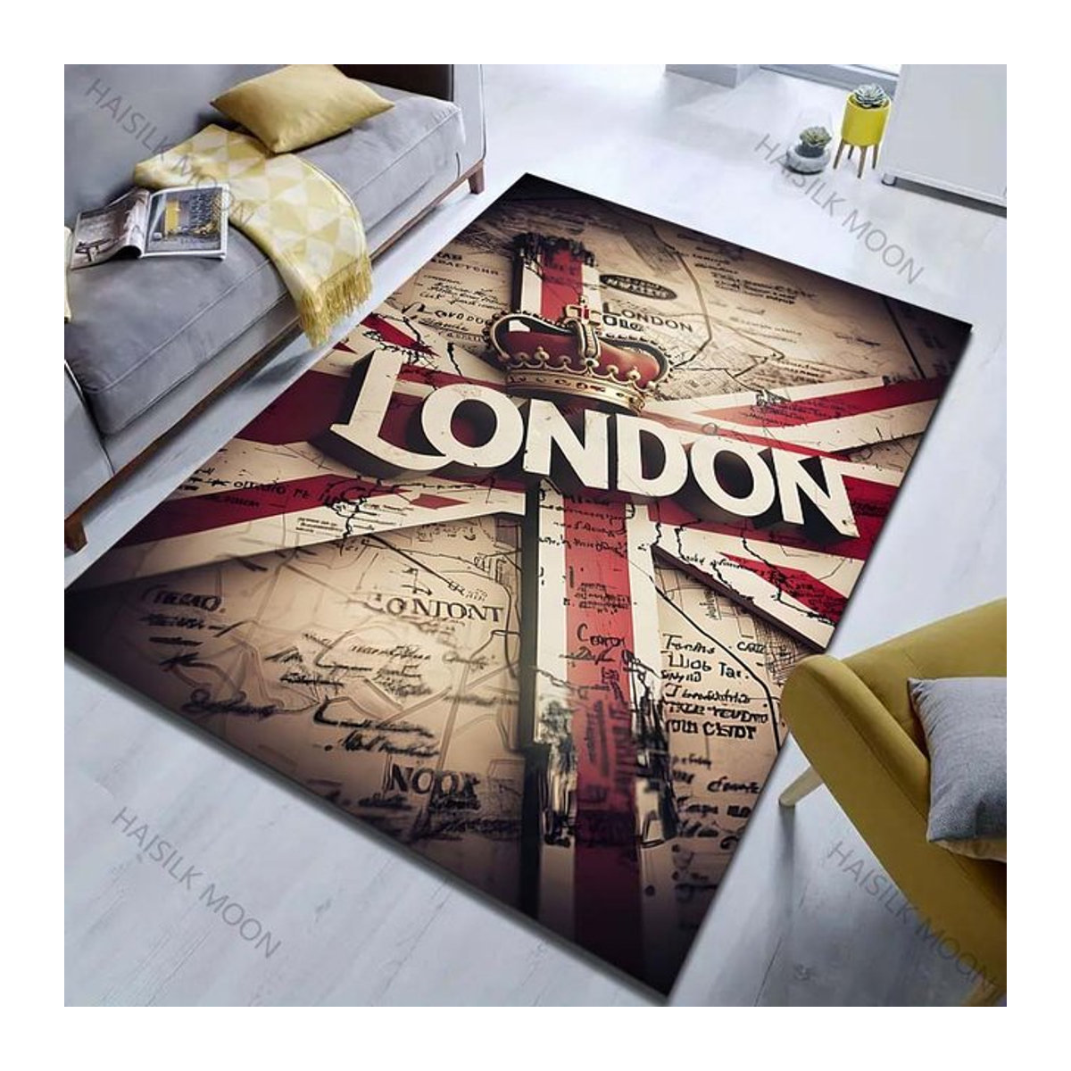 UQIDEHOME Vintage London Stadtplan Druckteppich für Wohnzimmer und Schlafzimmer B/B: 40 x 60 cm - Bild 1
