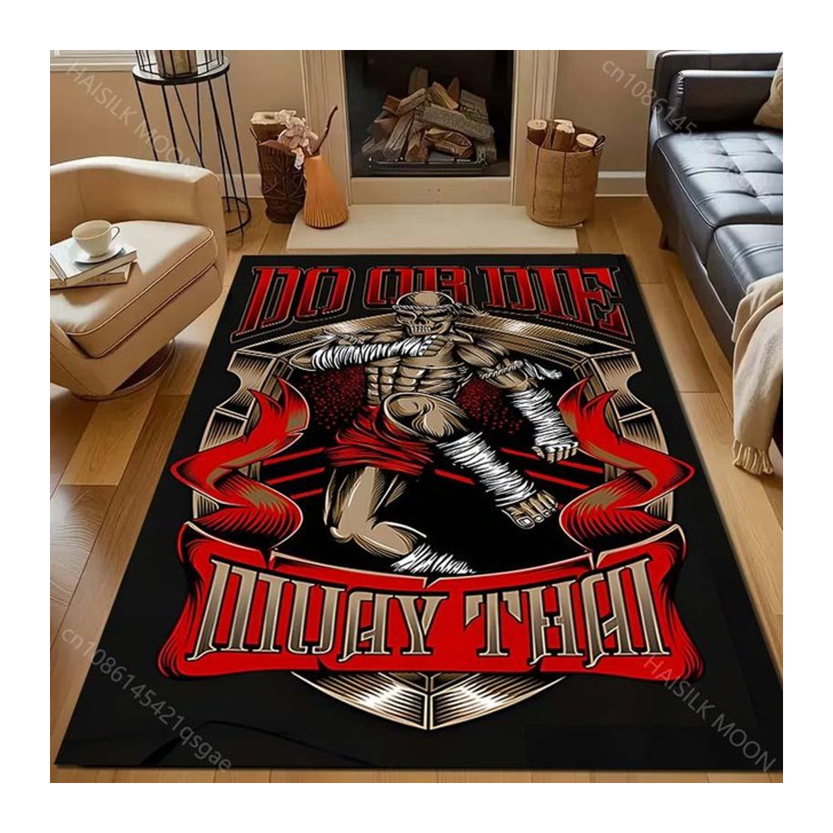 UQIDEHOME Wettkampf-Muay-Thai Druckteppich als moderne Bodenmatte für Wohnzimmer oder Schlafzimmer, B/B: 40 x 60 cm - Bild 1