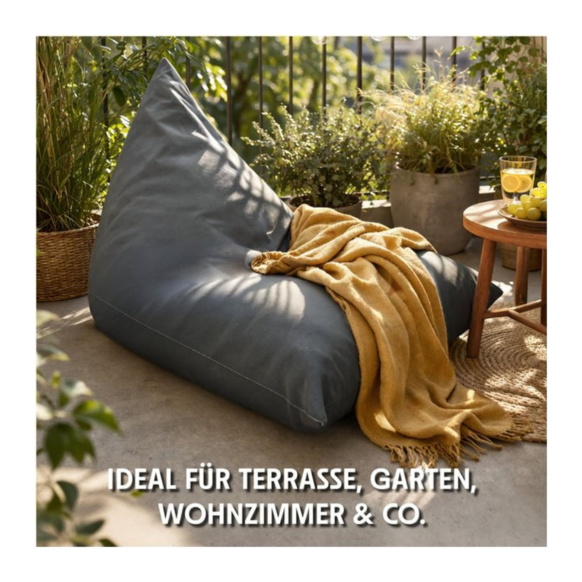 URBANARA Sitzsack Basic-Outdoor Triangle grau 320l - Bild 1