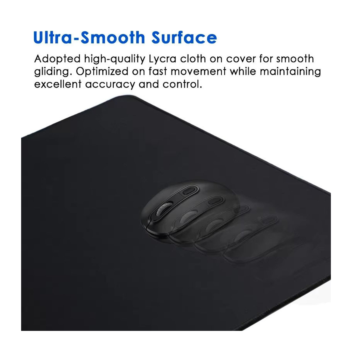Urgrico Gaming-Mauspad Schwarz Minimalistisch mit genähten Kanten und rutschfester Unterseite - Bild 2