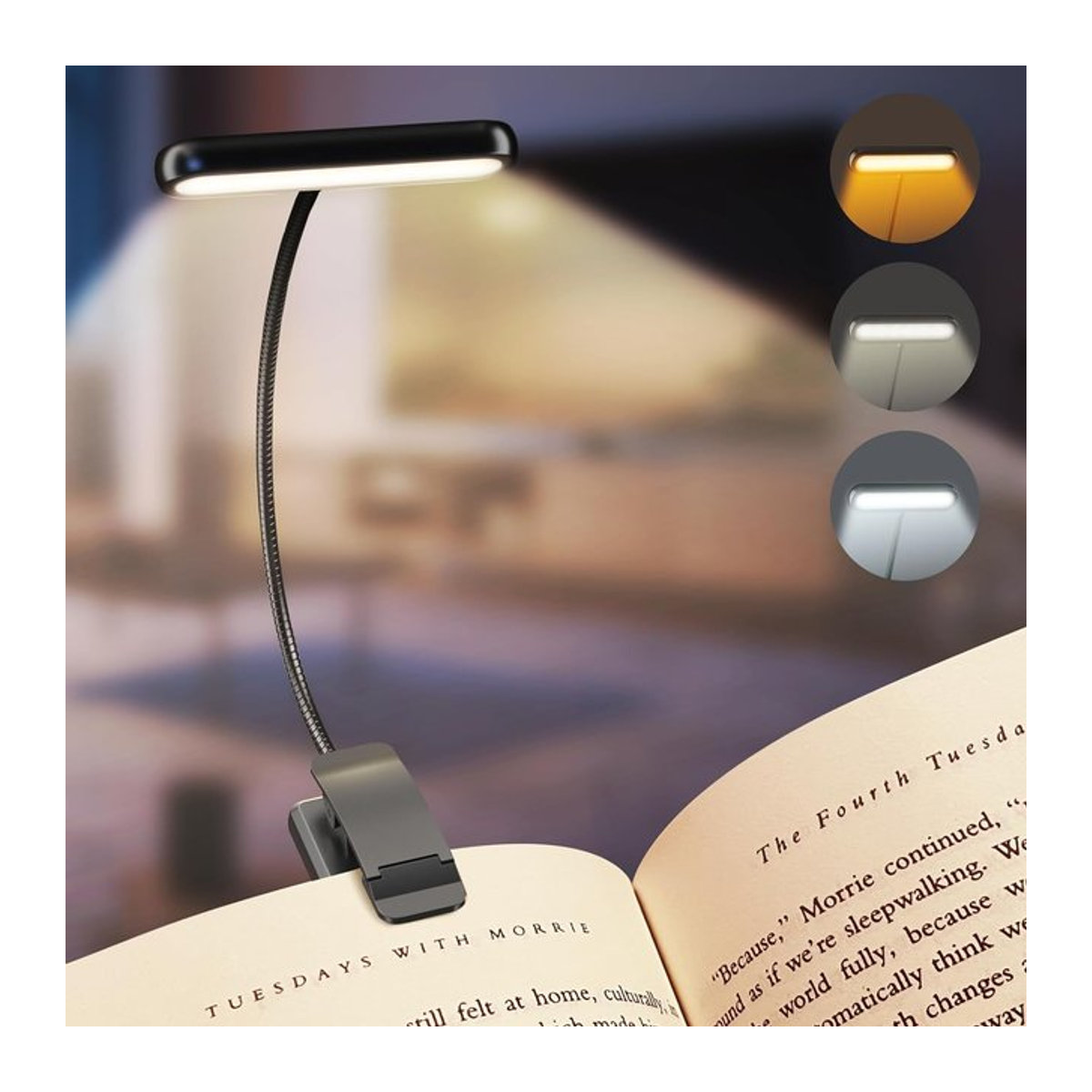 USB-aufladbare 14-LED-Buchlampe mit flexibler Halterung und verschiedenen Lichtmodi Warmweiß Kaltweiß und Tageslicht - Bild 1