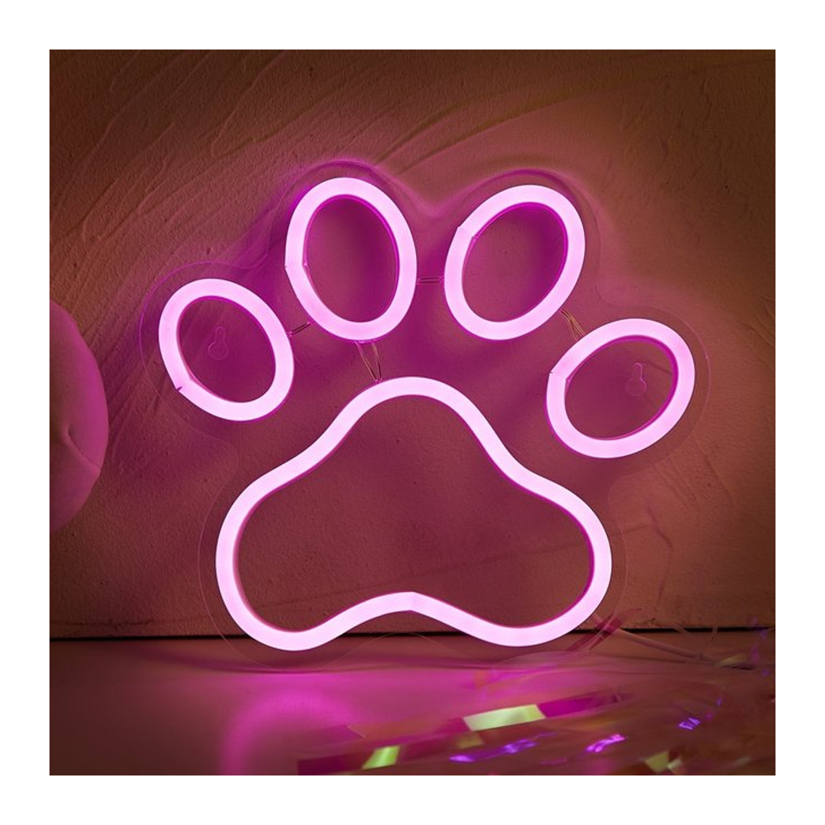 USB-betriebenes Neonlicht in Form einer Hundepfote als Wandbehang in Pink mit integrierter LED für ein stilvolles Ambiente - Bild 1