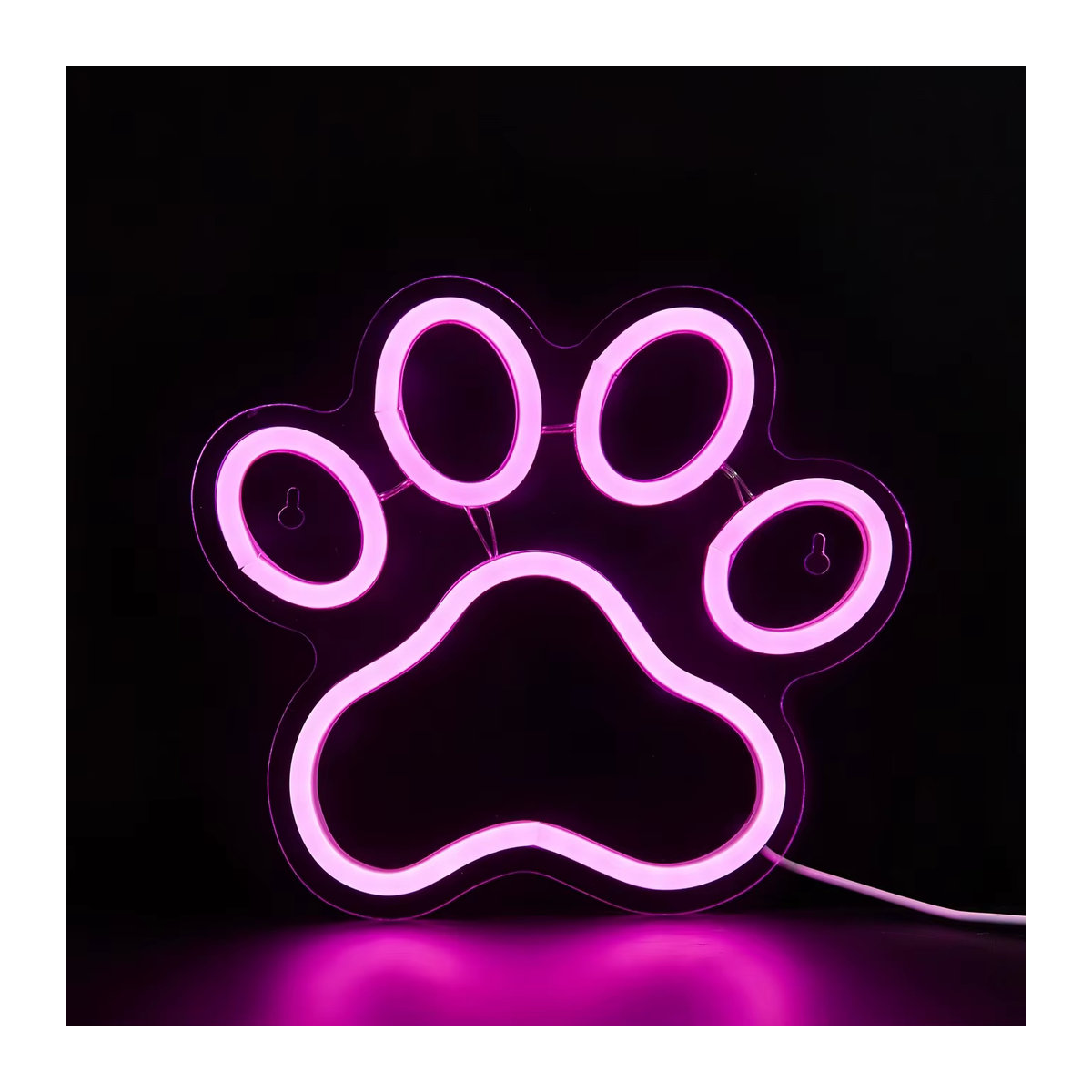 USB-betriebenes Neonlicht in Form einer Hundepfote als Wandbehang in Pink mit integrierter LED für ein stilvolles Ambiente - Bild 2