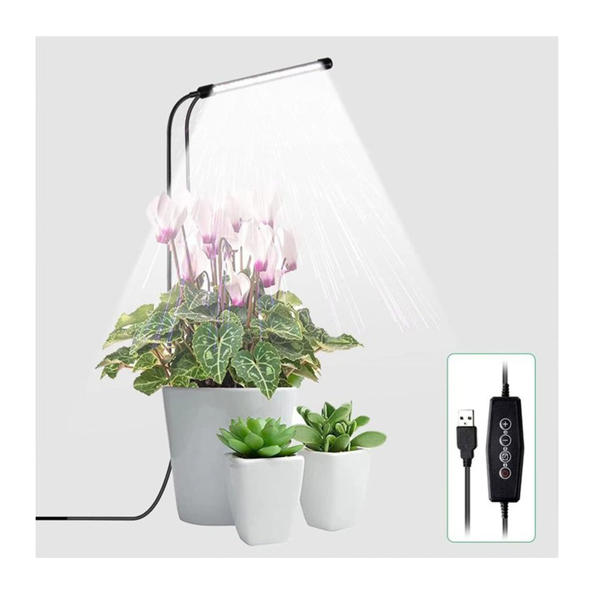USB Solar Pflanzenwachstumslampe mit Vollspektrum-LEDs in Weiß für Gewächshaus und Hydroponik - Bild 1
