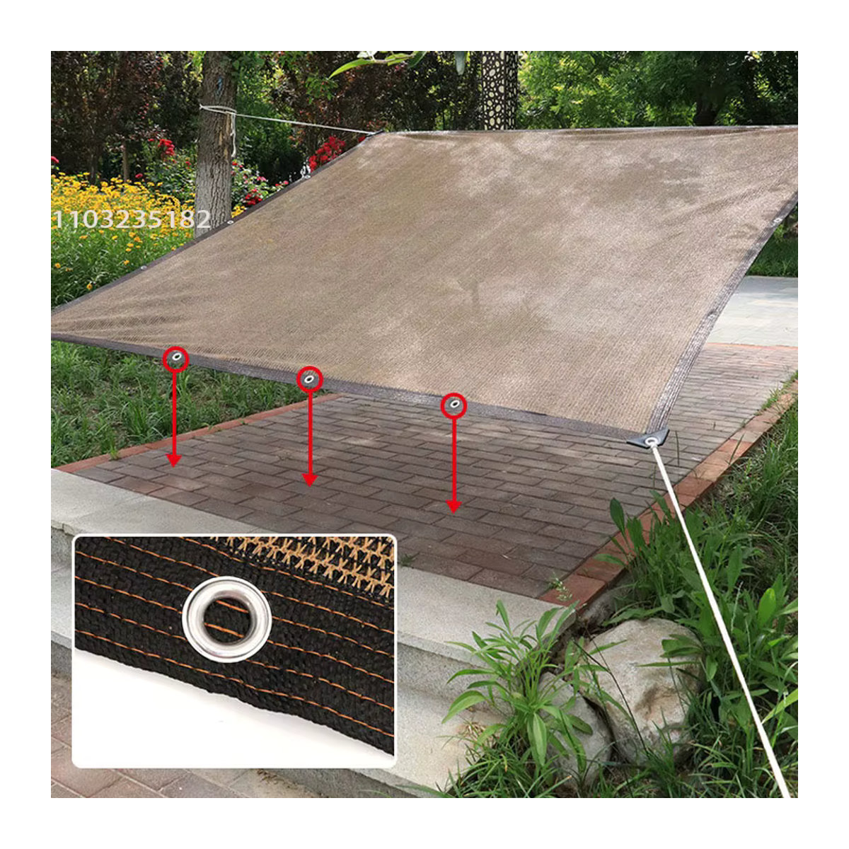 UV-beständiges Sonnenschutznetz MAHFPME als Sonnenschutzsegel für Garten, Terrasse oder Schwimmbad in Kaffeefarbe - Bild 3