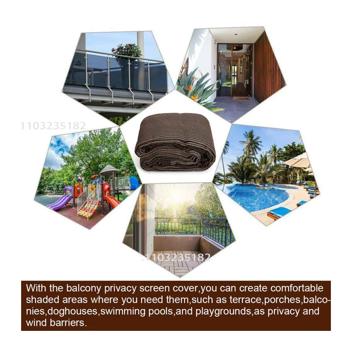 UV-beständiges Sonnenschutznetz MAHFPME als Sonnenschutzsegel für Garten, Terrasse oder Schwimmbad in Kaffeefarbe - Bild 5
