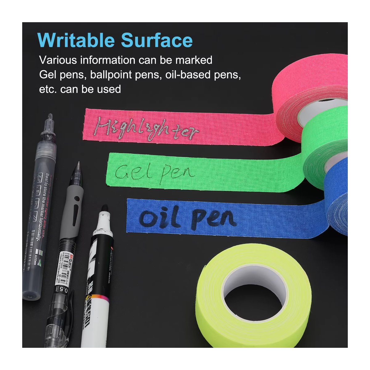 UXCELL Neon-Gafferband Set aus 6 Rollen, mehrfarbiges fluoreszierendes UV-Schwarzlicht-Leuchtband für Partys - Bild 5