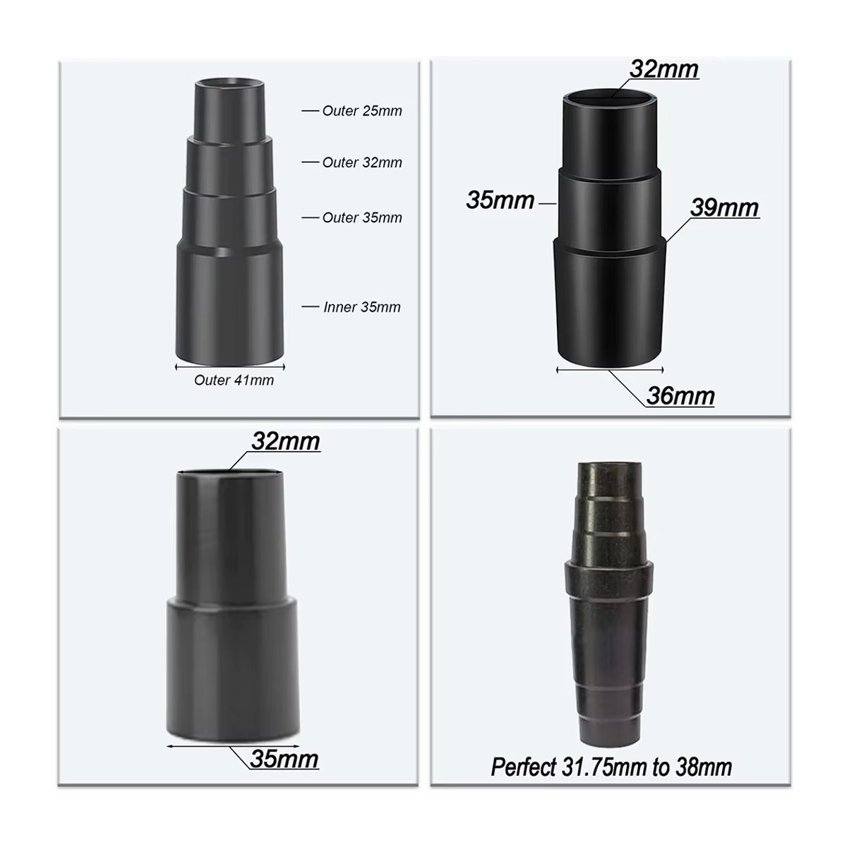 Vacext's Vakuum-Aufsatz-Adapter-Set zur Umwandlung von 1 1/2 Zoll auf 1 1/4 Zoll für Pool-Schläuche - Bild 3