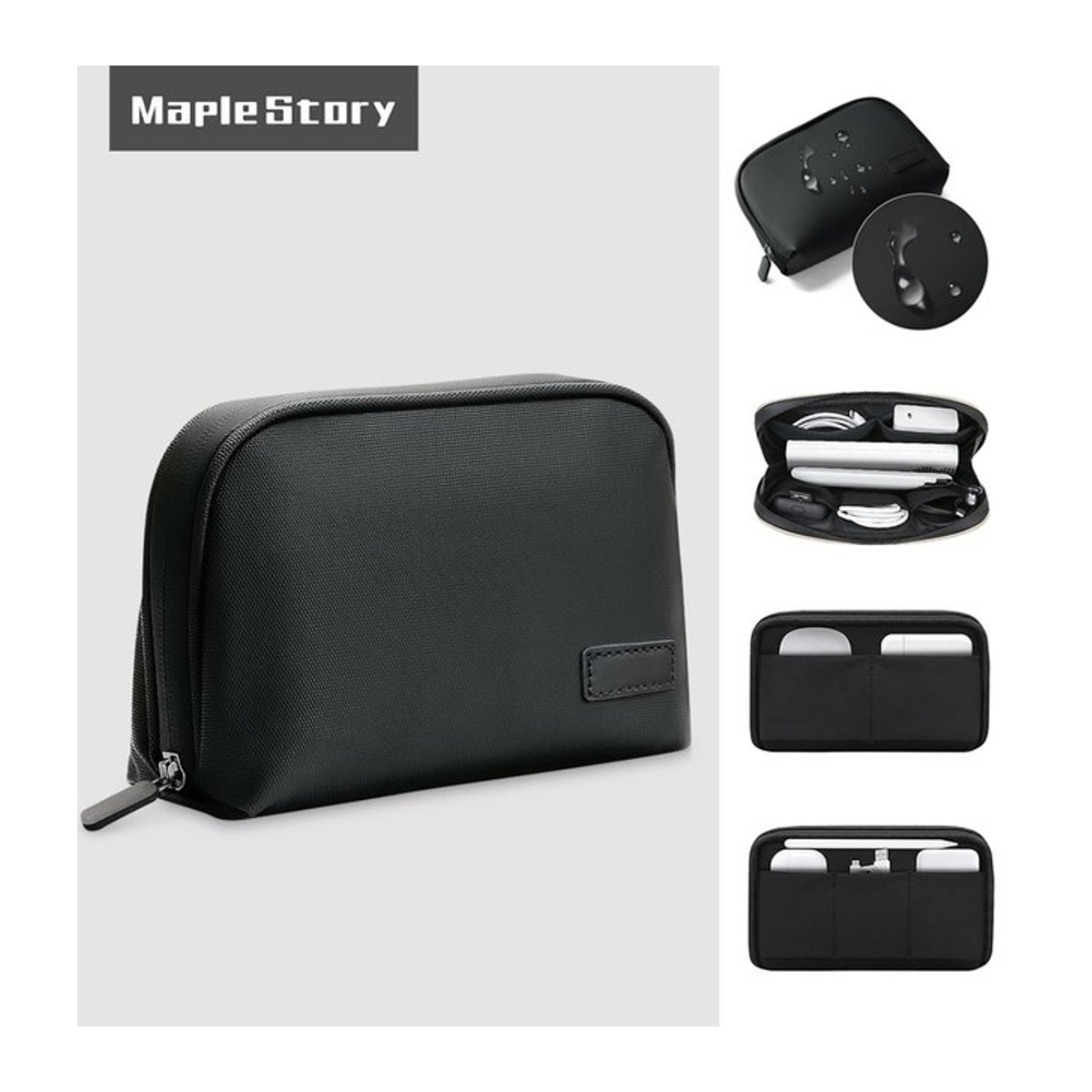 ValueWin Kabel-Aufbewahrungstasche in Schwarz, wasserdichte Organizer-Tasche für USB-Datenleitungen, Ladegeräte und elektronisches Zubehör im minimalistischen Design - Bild 1