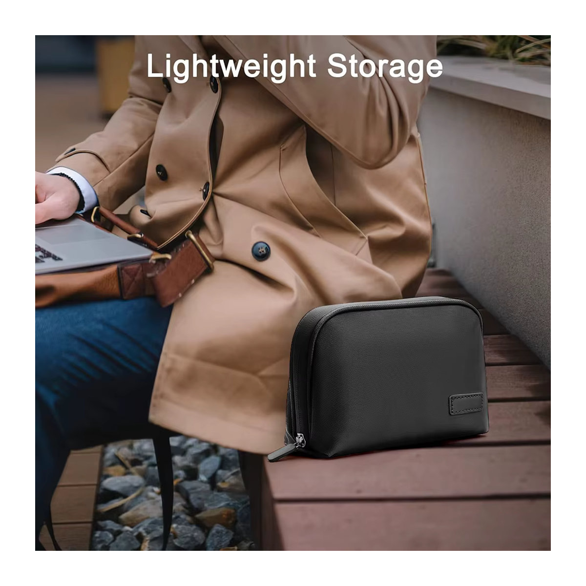 ValueWin Kabel-Aufbewahrungstasche in Schwarz, wasserdichte Organizer-Tasche für USB-Datenleitungen, Ladegeräte und elektronisches Zubehör im minimalistischen Design - Bild 6