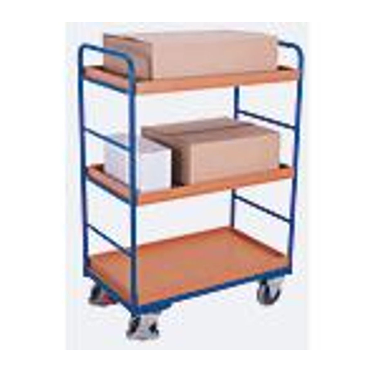 VARIOfit Etagenwagen mit 3 Ladeflächen aus Stahl und Holzwerkstoff in Blau und Buche-Dekor, B/T: 96,5 x 65,5 cm - Bild 3