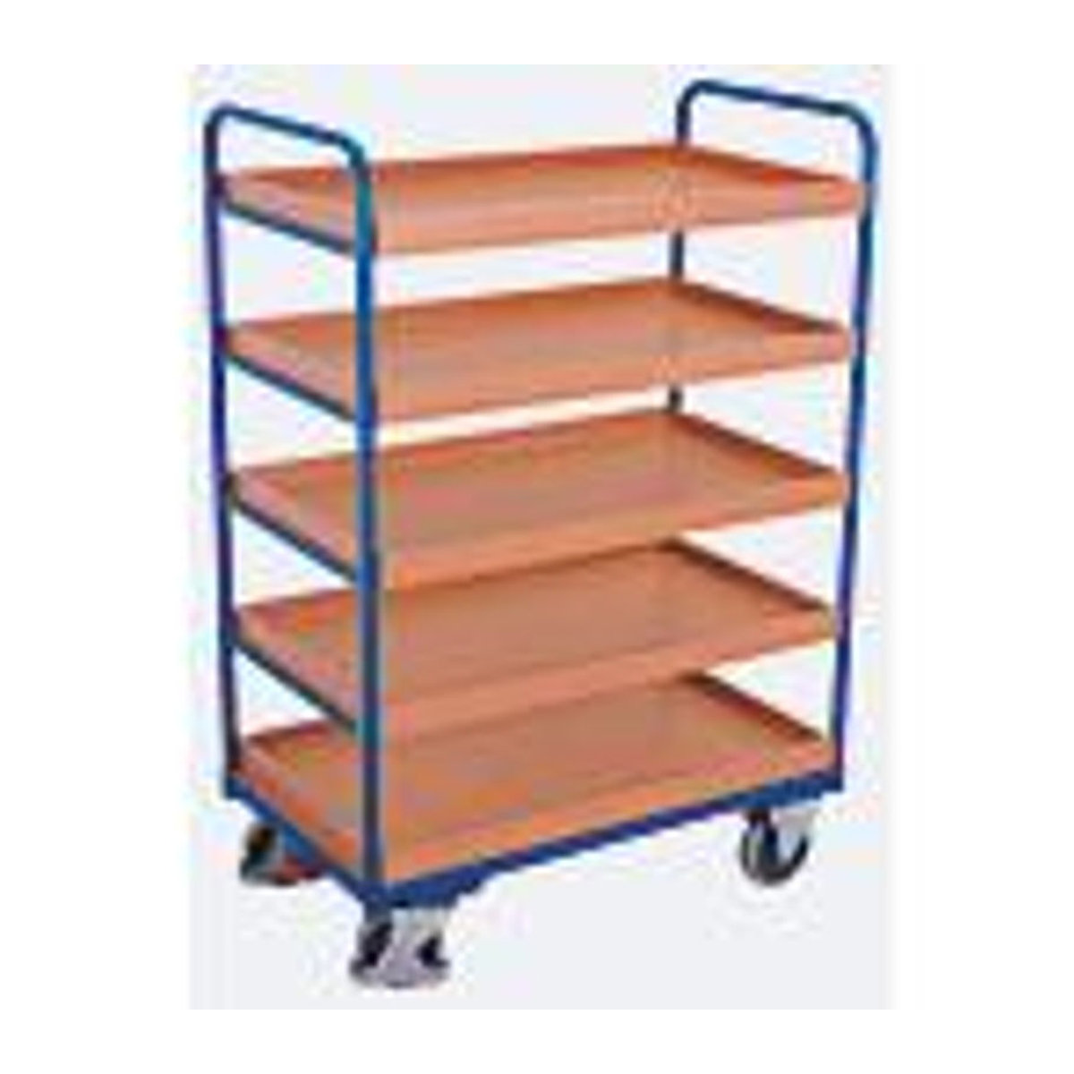 VARIOfit Etagenwagen mit 5 Ladeflächen aus Stahl und Holzwerkstoff in Enzianblau und Buche-Dekor, B/T: 116,5 x 75,5 cm - Bild 4