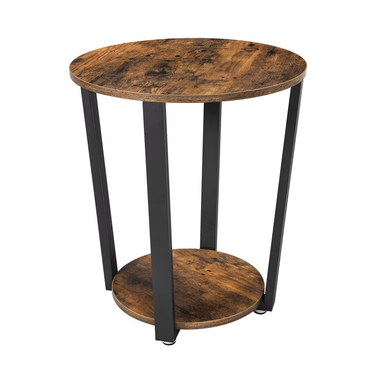 VASAGLE Beistelltisch rund im Industrial Design, Couchtisch mit Stahlgestell, Nussbaum/Schwarz, B/T/H: 50 x 50 x 57 cm - Bild 3