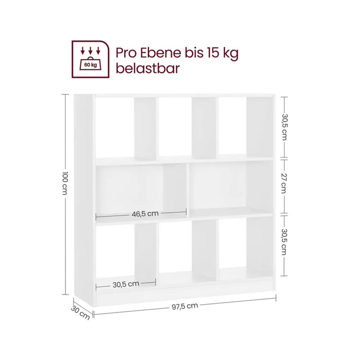 VASAGLE Bücherregal in Weiß mit minimalistischem Design und offenen Fächern als freistehendes Würfelregal - Bild 2