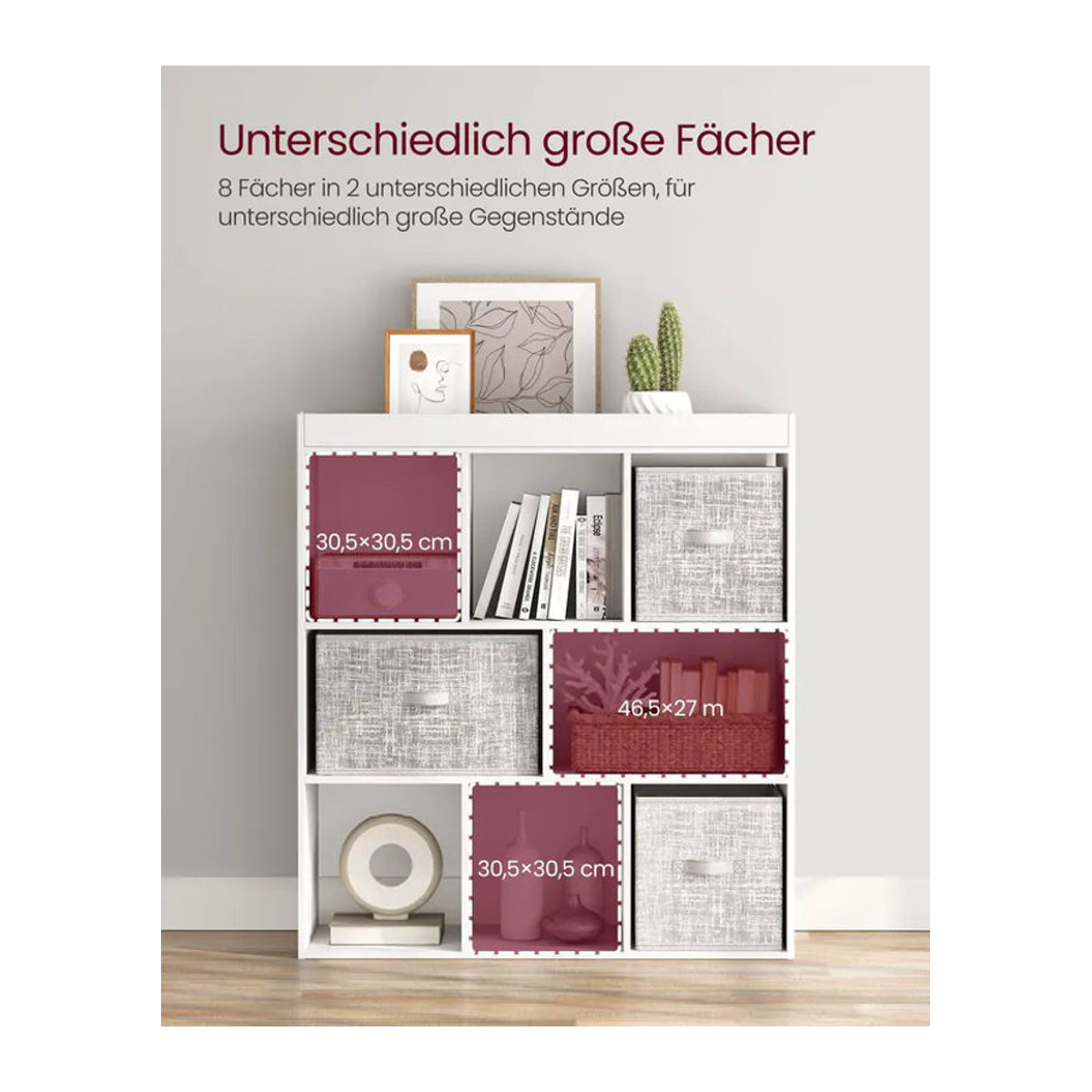VASAGLE Bücherregal in Weiß mit minimalistischem Design und offenen Fächern als freistehendes Würfelregal - Bild 3