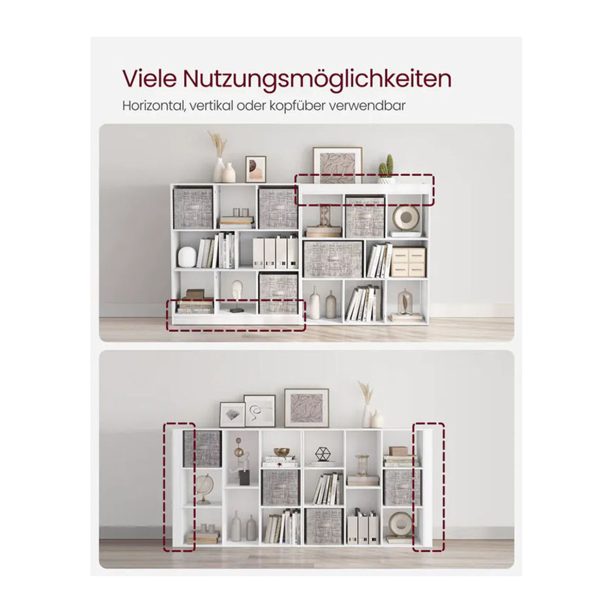 VASAGLE Bücherregal in Weiß mit minimalistischem Design und offenen Fächern als freistehendes Würfelregal - Bild 4