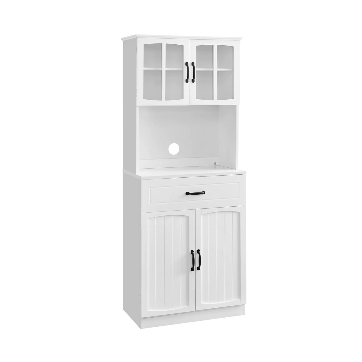 VASAGLE Buffet Mehrzweckschrank Sideboard in Weiß im Landhausstil mit Drehtüren und verstellbaren Einlegeböden - Bild 2