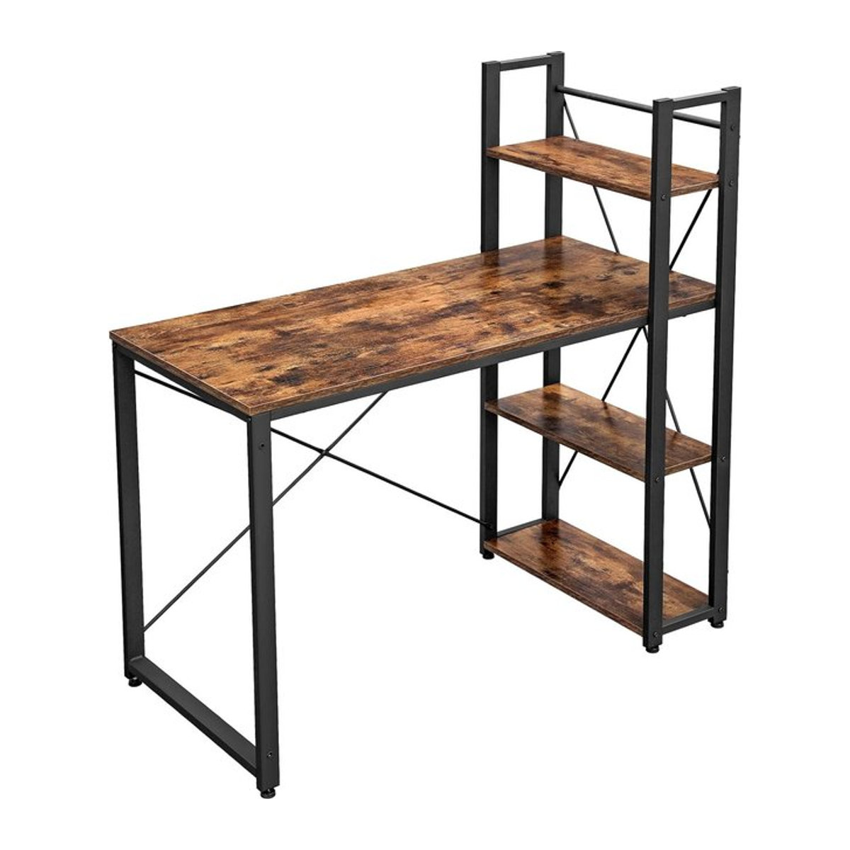 Vasagle Computertafel im Industrial Design aus Metall und Holz, Farbe Braun, Breite: 120 cm bis 137 cm - Bild 1