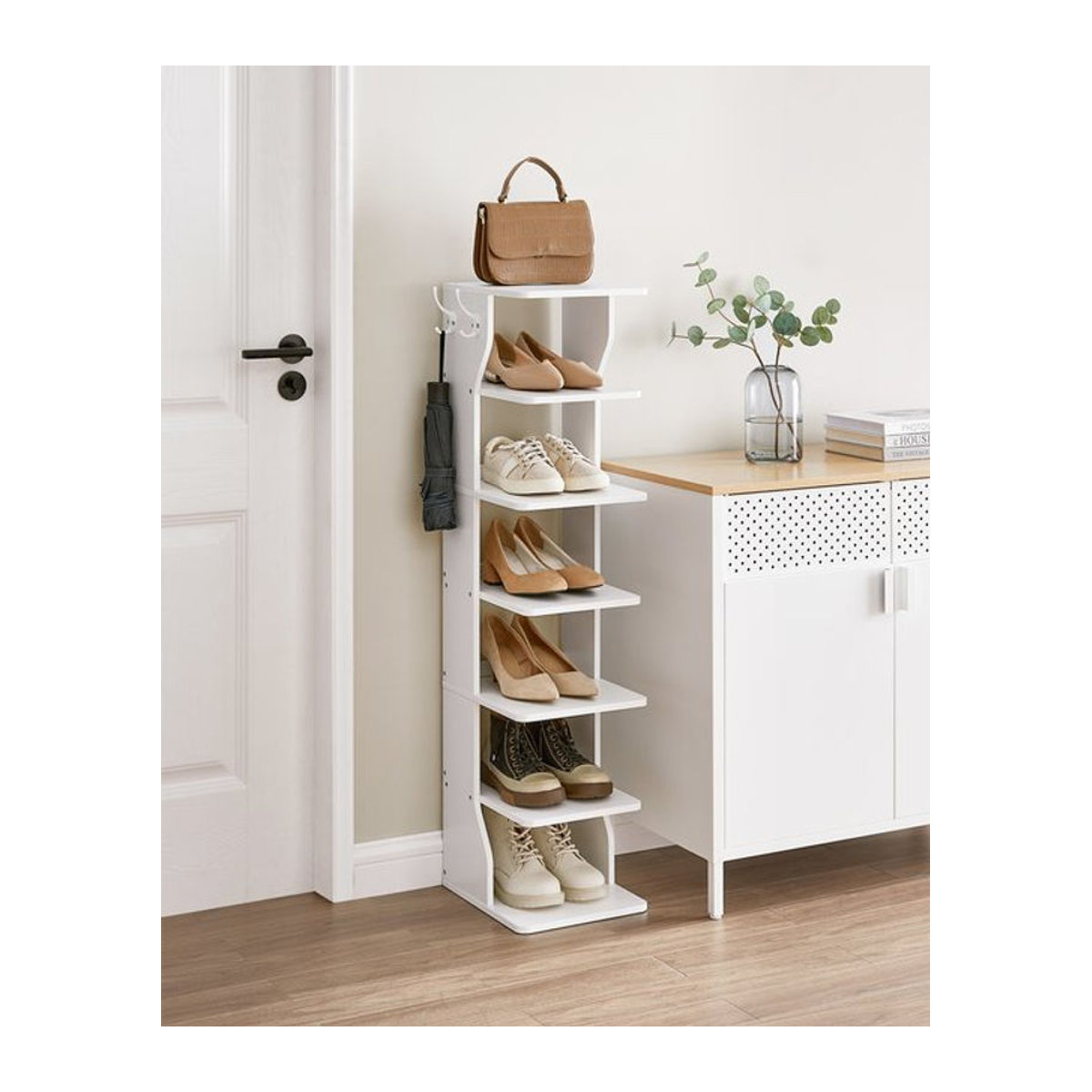Vasagle Schuhregal in Weiß, minimalistisches 6-stufiges Standregal zur platzsparenden Aufbewahrung - Bild 1