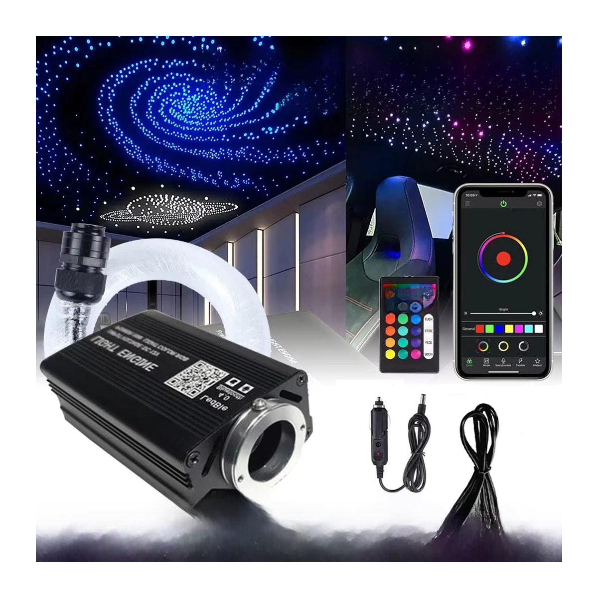 VASTFIRE 12W RGBW Sternenhimmel LED Glasfaser Deckenleuchte mit App-Steuerung für Auto und Home Decor in Bunt - Bild 7