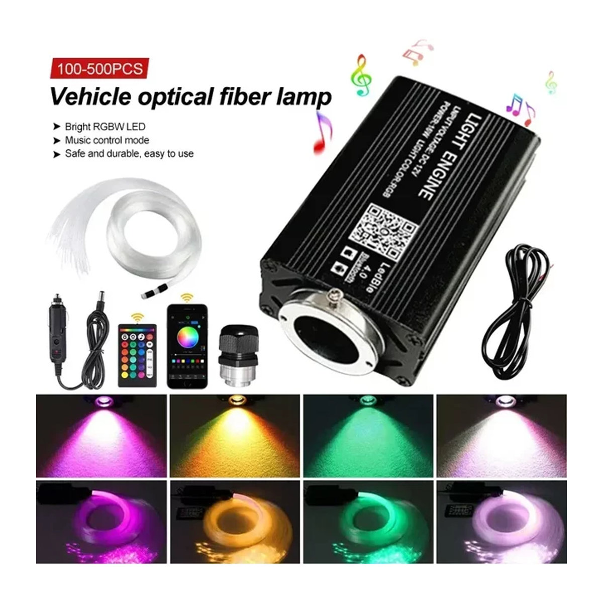 VASTFIRE Auto Sternenhimmel Licht mit Musiksteuerung und RGB-Faseroptik, 12 W, Bunt - Bild 1